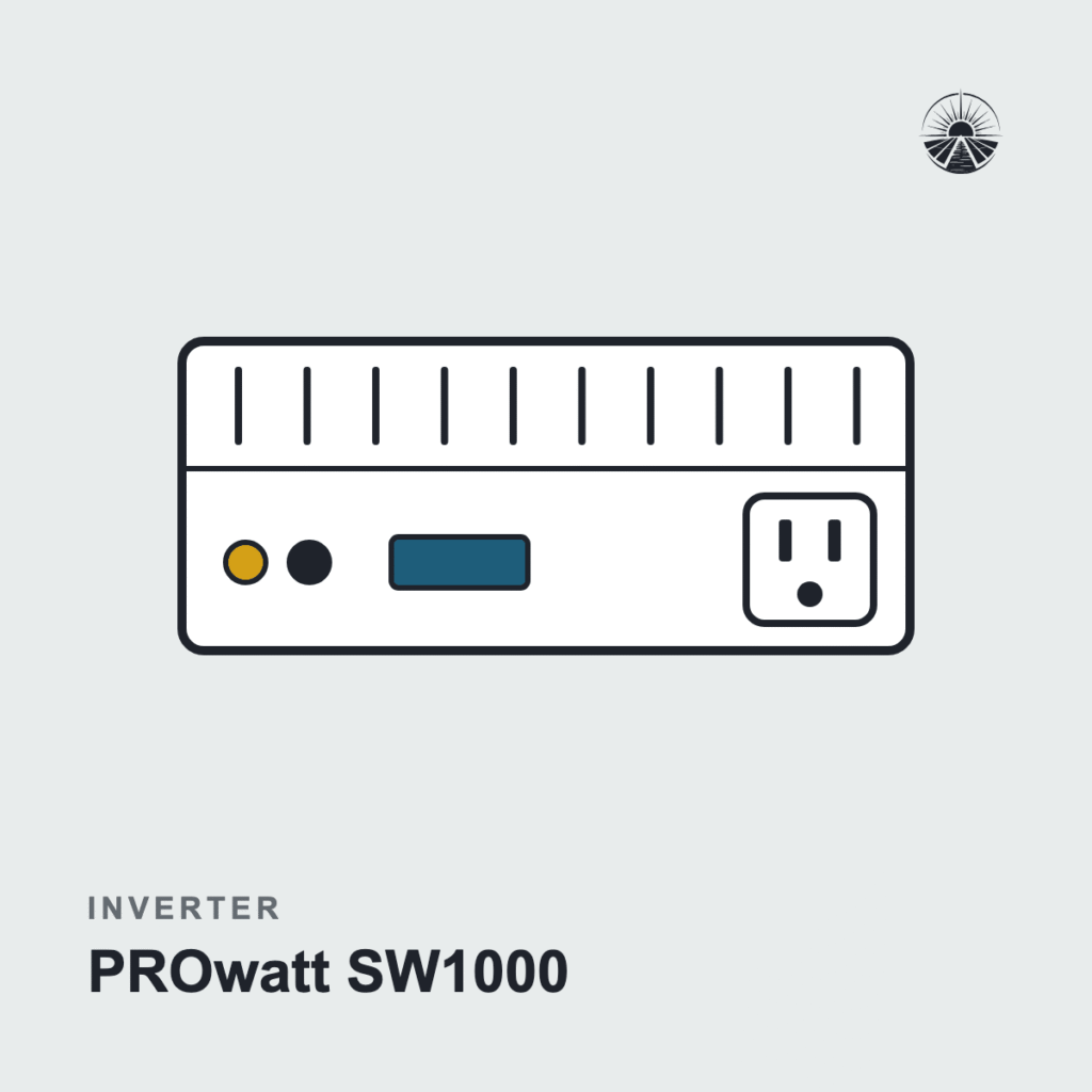 Line drawing of an inverter labeled PROwatt SW1000