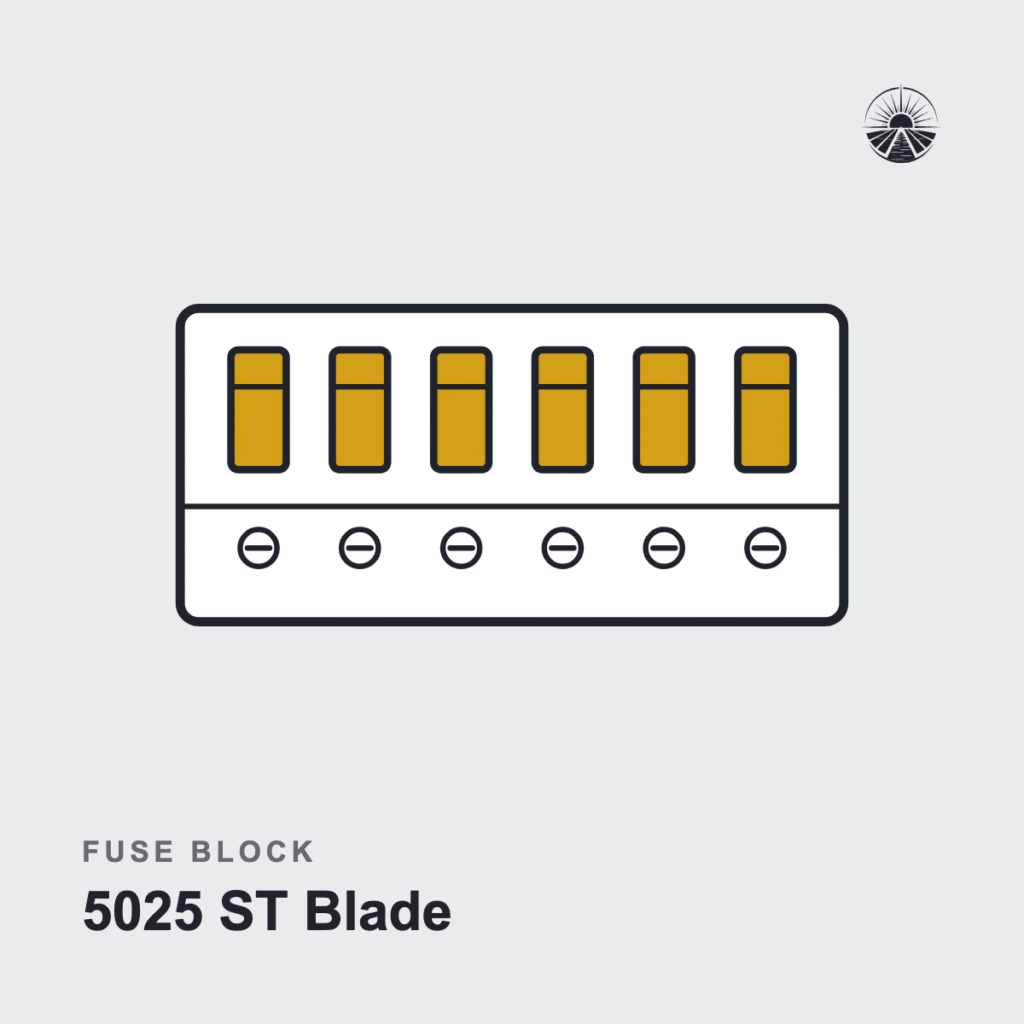 Line drawing of a fuse block labeled 5025 ST Blade